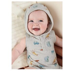 NWT Carter's Child of Mine Baby Boy Safari Hooded Romper, Newborn